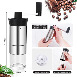 Tragbare verstellbare manuelle Kaffeemühle mit Keramik bohrern Kaffeemühle aus Edelstahl - Product Image 2
