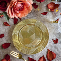 Assiettes de présentation décoratives dorées en forme de rose, 33 cm, écologiques, 13 pouces, pour mariage, en PP