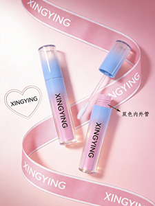 Tube de gloss à <span class=keywords><strong>lèvres</strong></span> en plastique à dégradé bicolore, double couche intérieure et extérieure transparente, conteneur cosmétique vide, diamètre 22 mm, personnalisable - Product Image 2