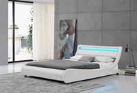 Lit Plateforme Capitonnée de Luxe Moderne Grande Taille Courbe en Faux Cuir, avec Lumière LED, Vente Flash Usine Personnalisée