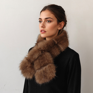 Nouveau <span class=keywords><strong>Snood</strong></span> Carré <span class=keywords><strong>en</strong></span> <span class=keywords><strong>Fausse</strong></span> <span class=keywords><strong>Fourrure</strong></span> de Renard, Multifonctionnel et Décontracté, Écharpe Croisée Double Face Épaisse et Chaude pour Femme, 90 cm - Product Image 4