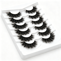 7 paires de faux cils en vison synthétique moelleux, épais et volumineux, légers et réutilisables, pour le maquillage, avec logo personnalisé OEM
