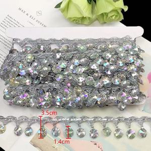 Zsy Tự Làm Quần Áo Phụ Kiện Pha Lê Thạch Ren Vải Handmade Đính Cườm May Vàng Bạc Ren Hat Craft Bện Trims - Product Image 2