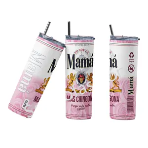 Vaso de acero inoxidable Chingona mama de cerveza mexicana Corona de 20oz personalizado más nuevo con pajita, vasos de viaje de doble pared para madre - Product Image 1