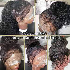 14 polegada Kinky Curly Full Lace Front Cabelo Humano Peruca 360 Lace Front Ponytail Updo Peças de Cabelo Humano 360 Lace Frontal Peruca - Product Image 5