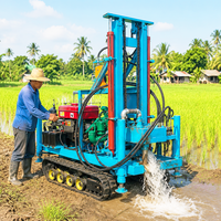 Foreuse rotative sur chenilles hydraulique diesel 35 CV de 200 m pour puits d'eau agricoles avec tiges de forage et trépans