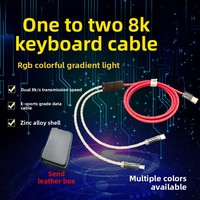 Kabel Mouse Keyboard TYPE-C 2 in 1 8K Rate, Kabel Data Pengisian Daya Tahan Lama dengan Kawat Jalin, Kabel Plug Penerbangan RGB
