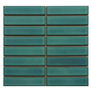 Green Strip Glazed Porcelain Mosaic Tile Ceramic Pieces