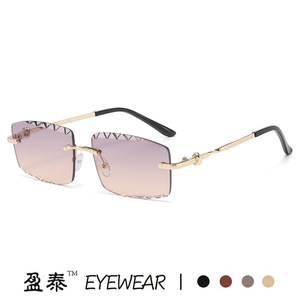 Yingtai Eyewear <b>Frameless</b> Square Sunglasses Metal <b>Frame</b> UV400 Protection Unisex Driving Wear - Product Image 4