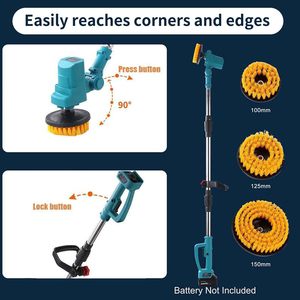<b>Extendable</b> Cordless Telescopic Bathroom Floor Cleaning <b>Brush</b> with Nylon Bristles for Driveway Patio Stone & Moss Removal - Product Image 5