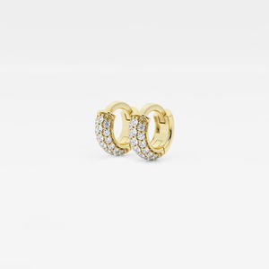 Pendientes de aro tipo huggie con segundo piercing, con diamante redondo cultivado en laboratorio de 1/5 ct, joyería elegante y minimalista para uso diario - Product Image 6