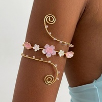 Bracelet manchette en fer plaqué or SA Jewelry avec breloque coquillage fleur rose style bohème pour femme, cadeau de fête, vente en gros