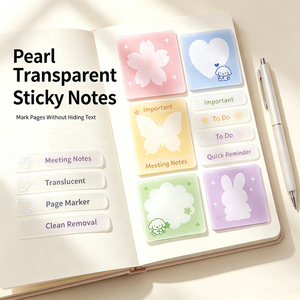 Blocs-notes adhésifs transparents SK Pearl, couleurs pastel, design mignon, impression personnalisée, blocs-notes inscriptibles - Product Image 3