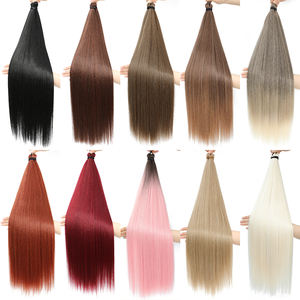 Набор для наращивания волос GLADYS: мягкие синтетические пряди для плетения косичек, прямые, омбре (коричневый, розовый, красный, блонд), 28 дюймов, 300 г, 3 шт. - Product Image 1