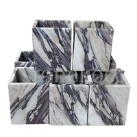 Stonekocc 100% Italien De Luxe Calacatta Viola Violet Marbre Naturel Onyx Titulaire Tasses Bocaux avec Cire De Soja Bougie Récipient