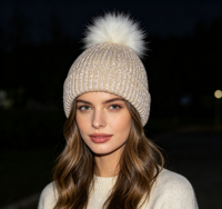 Bonnet en tricot réfléchissant à pompon, motif écossais, personnalisable avec logo, unisexe, ajustable, en acrylique, pour sports de plein air et usage décontracté