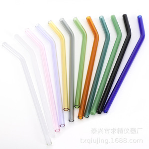 Glass <b>Straws</b> For Water Milk Tea Beverage <b>Reusable</b> Dishwasher Safe Solid Color Party Use - Product Image 1
