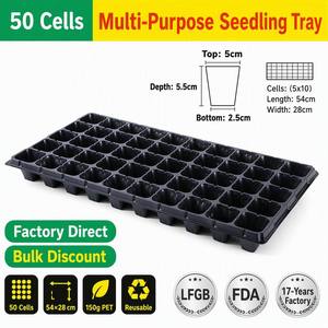 Plateau de semis Yunuoxi 50 cellules 54x28cm, plateau de pépinière en plastique PET 5x10, cellules profondes de 4,8cm, pour la germination des plantes, vente en gros - Product Image 1