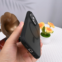 Casing ponsel magnetik antiselip PC + TPU, pelindung ponsel 4-sudut untuk iPhone 13 14 15 16 Pro Max & 17 Air bertekstur pegangan tombol