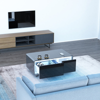 Table Basse Intelligente 2026 avec Réfrigérateur Congélateur Double Porte Intégré, Recharge Sans Fil, Écran Tactile et Ports USB pour Salon et Maison