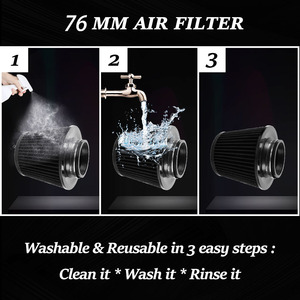 Filtro de aire para coche de 76 mm, cabezal de entrada tipo hongo de alto flujo para mejora y actualización, negro - Product Image 4