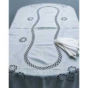 Mantel Blanco 100% Lino con Patrón Bordado a Crochet, Reutilizable, Forma Cuadrada, para Uso en el Hogar o Fiestas, para Hoteles - Product Image 2