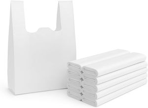 ถุงเสื้อยืด PE สีขาวแบบมีหูหิ้ว - ถุงแบบหนา ทนทาน รีไซเคิลได้ ปรับแต่งได้ สำหรับร้านอาหาร ร้านค้าปลีก รถขายอาหาร (ผ้าไหม) - Product Image 2