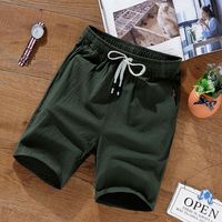 M-9XL vente en gros hommes été tendance cinq quarts pantalon mince coton lin moyen pantalon décontracté plage pantalon respirant Gym Shorts
