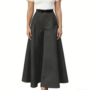<span class=keywords><strong>Pantalon</strong></span> long plissé fluide taille haute à jambes larges pour femme avec ceinture – Tenue décontractée ou habillée – Sehe Fashion - Product Image 4