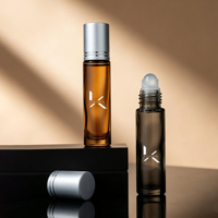 Flacon de parfum en verre ambré cylindrique de 10 ml, flacon à bille pour échantillon de parfum, emballage cosmétique, flacon à bille rechargeable pour huile essentielle