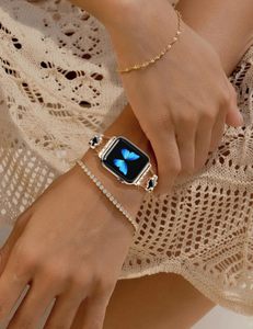 Bracelet rond brillant en métal avec strass pour <span class=keywords><strong>femme</strong></span>, bracelet pour montre <span class=keywords><strong>Apple</strong></span> - Product Image 6