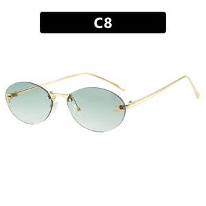 Lunettes de soleil ovales sans monture SPOEN UV400, lunettes de soleil tendance pour femmes - Product Image 5