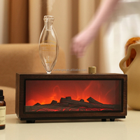 Diffuseur d'arômes ultrasonique en bois véritable rechargeable par batterie/USB, machine à cheminée nébulisatrice personnalisable, faible bruit, portable