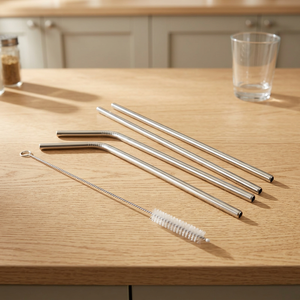 Reusable Stainless steel <b>Drinking</b> <b>Straws</b> 4 Pack With Cleaning Brush Minimalist Bar Accessories - Product Image 6