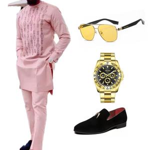 Ensemble Kaftan <span class=keywords><strong>Homme</strong></span> de Luxe Style Africain à Manches Longues 2 Pièces avec Détail Brodé <span class=keywords><strong>Tenue</strong></span> Deux Pièces Personnalisable pour <span class=keywords><strong>Mariage</strong></span> et Fête - Product Image 6