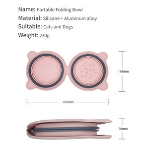 Nuovo personalizzato personalizzato doppio pieghevole acqua portatile cibo per cani campeggio all'aperto Silicone pieghevole Pet ciotola da viaggio per animali domestici - Product Image 5