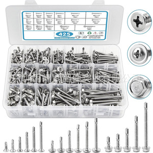 425pcs Stainless Steel Screw Set Phillips Round Countersunk Head Self Tapping Drill Screws Tool Case Kit - Product Image 1