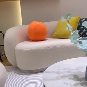 Sofá Seccional Contemporáneo de Tela Crema, Ahorra Espacio, con Cojines de Esponja, Ideal para Salas de Estar Pequeñas o Áreas de Recepción - Product Image 3