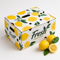 Boîte en carton ondulé personnalisée Lemon Box, boîte à rabat en papier kraft, plateau alimentaire en papier orange pour pommes, cerises, fruits