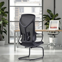 Chaise de bureau d'étude à domicile en tissu moderne bon marché avec accoudoir fixe Design ergonomique noir pour les réunions
