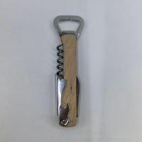 Tire-bouchon décapsuleur multifonctionnel portable en acier inoxydable avec logo personnalisable, en forme de tranche de bois, pour vin rouge et bière