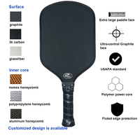 Raquette de pickleball personnalisée OEM haut de gamme, forme allongée, noyau en nid d'abeille réactif en PP, approuvée USAPA, revêtement en fibre de carbone T700