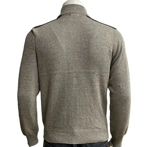 2023 New Men's Wear Shoulder Suede Custom Zipper Leather Head Half High Neck Zip Cardigan Sweater