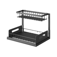 Support de rangement coulissant en métal transfrontalier pour cuisine et salle de bain comptoir évier organisateur panier tiroir pour le stockage des épices
