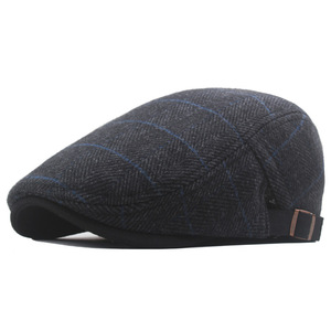 Vente en gros de chapeau béret en tweed tendance réglable deux tissus à carreaux haut plat casquette de lierre chapeau Gatsby pour hommes - Product Image 3