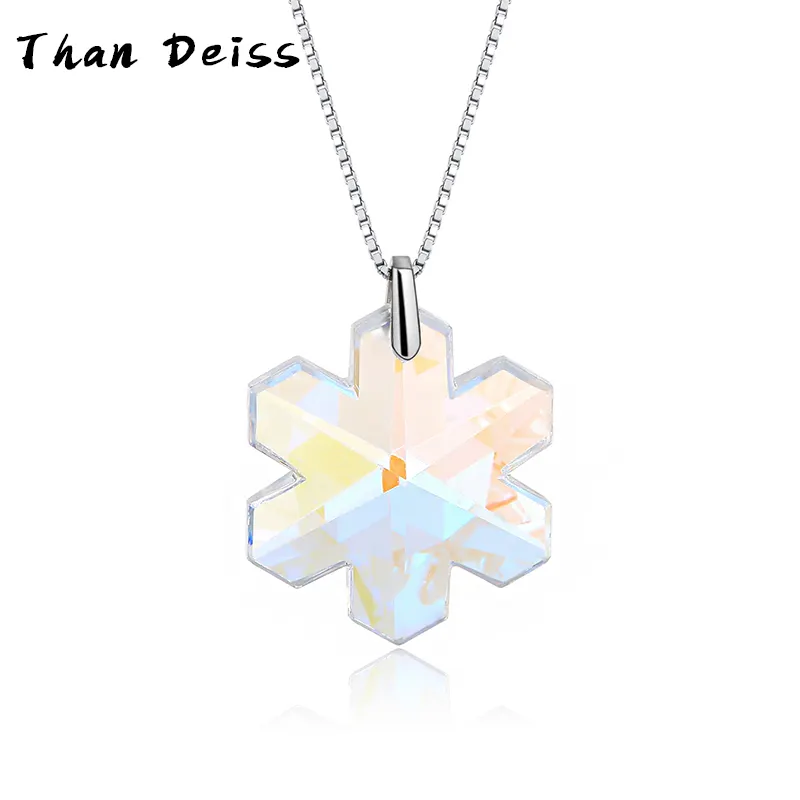 S925 Sterling Silver Necklace For Fit Swarovski Crystal Snowflake Pendant Frozen Charm Jewelry Wholesale