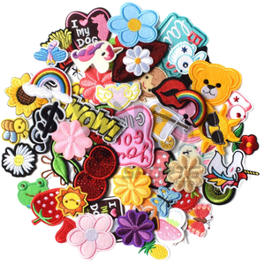 Nonwoven Felt Chenille Embroidered Iron-<b>On</b> <b>Patches</b> 60-Piece Random Assorted Eco-Friendly DIY Accessories for Hats Flower Heart - Product Image 1
