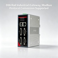 Gateway Industrial IoT para Riel DIN, 2 RS485, GPIO, Modbus TCP, MQTT, Conversión de Protocolo JSON, Sin Ventilador, Metálico, 9-60VDC