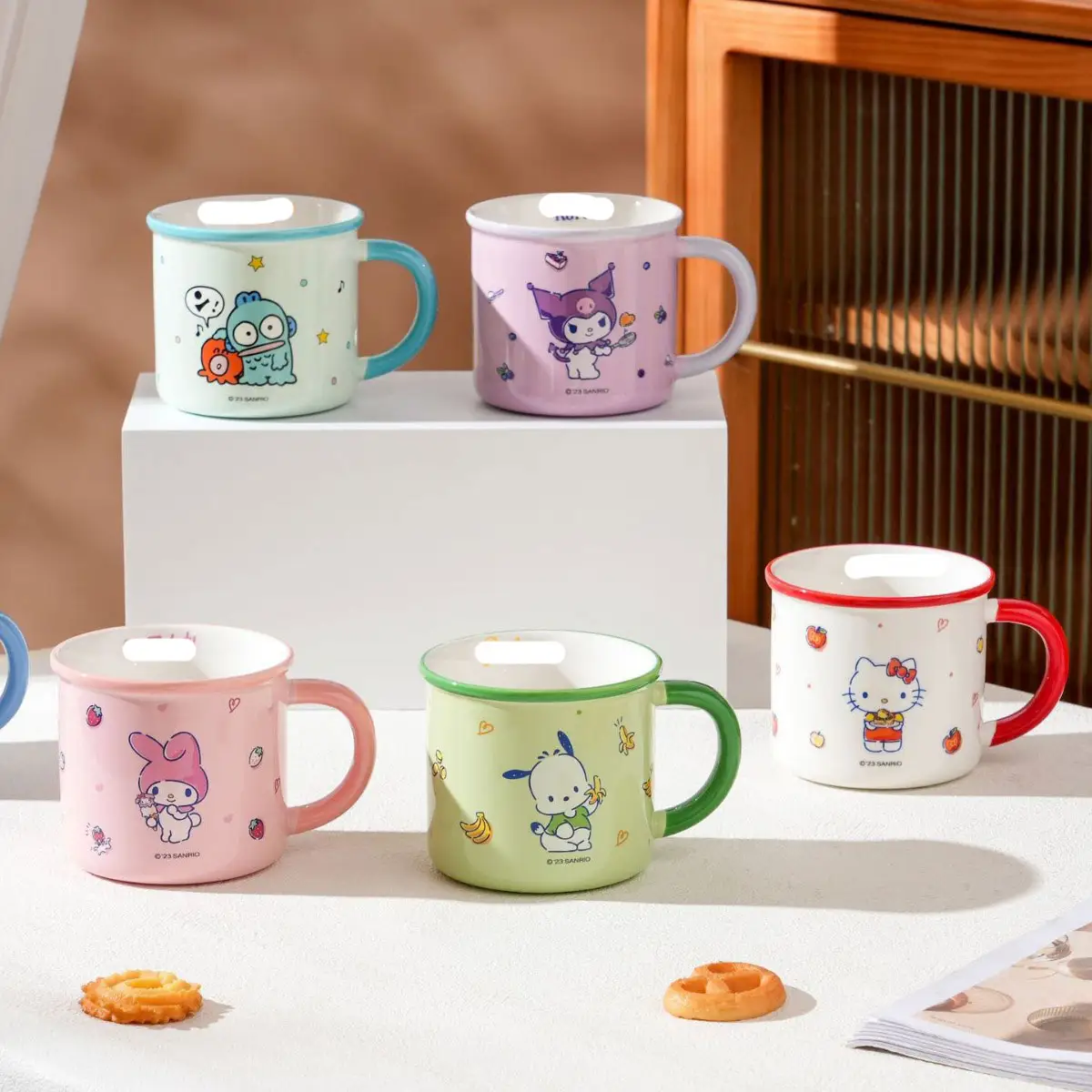 Karikatur Keramikbecher Cinnamoroll Kuromi Pochacco Meine Melodie-Kaffeetasse Kawaii Keramik-Wasserbecher für Freund Valentinstagsgeschenk