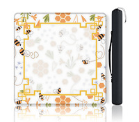 Tapis de Mahjong Américain Imprimé Symétrique Élégant, Housse de Table Carrée Pliable, Imperméable, Antidérapante et Silencieuse pour Jeux de Table Multiples